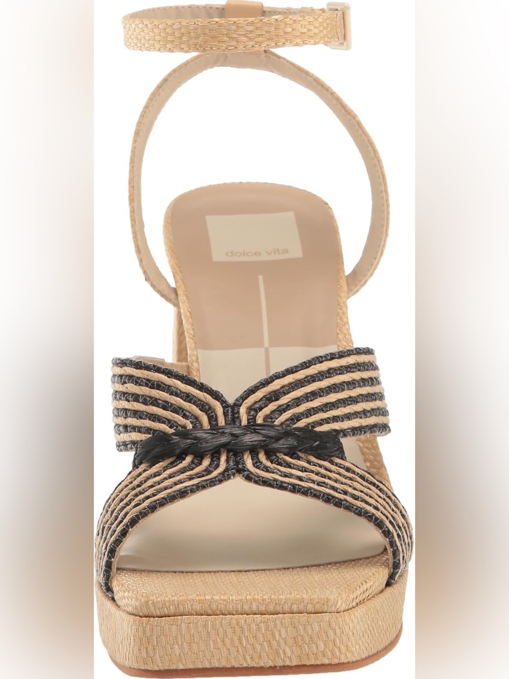 Dolce Vita Women's Aries Pump, Black/Natural Raffia
